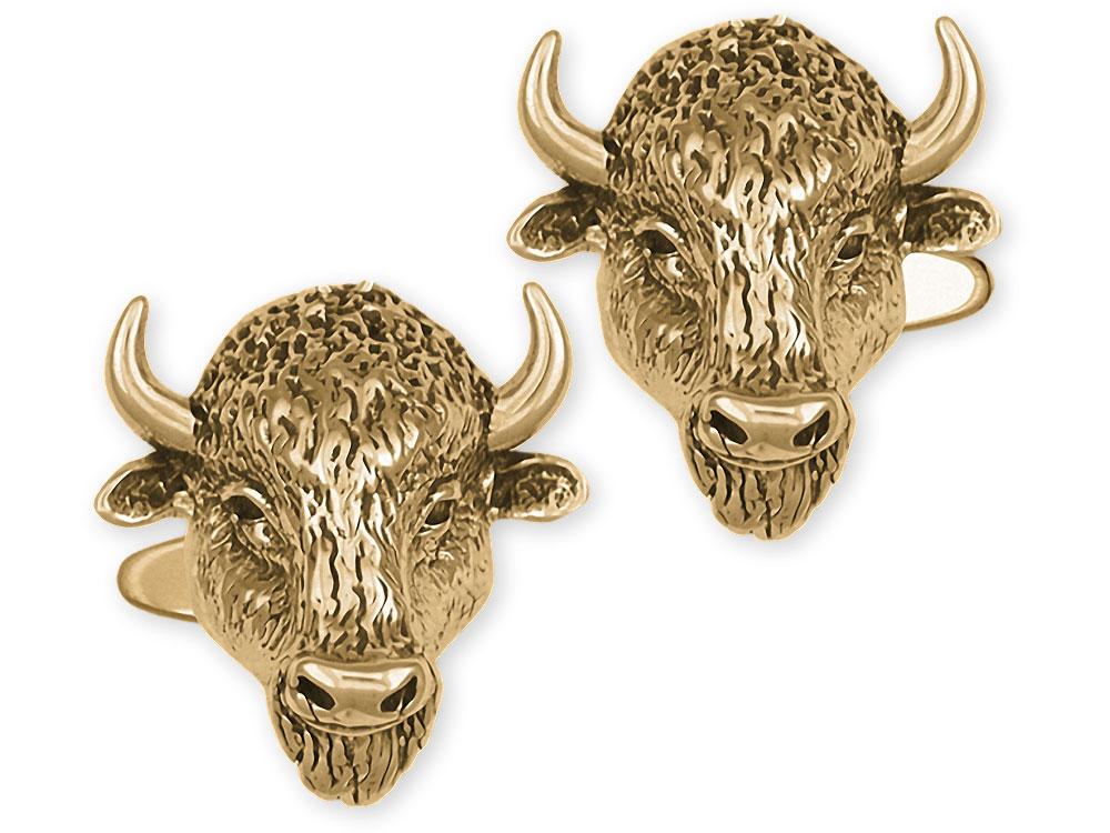 Buffalo Charms Buffalo Cufflinks 14k Gold Bison Jewelry Buffalo jewelry