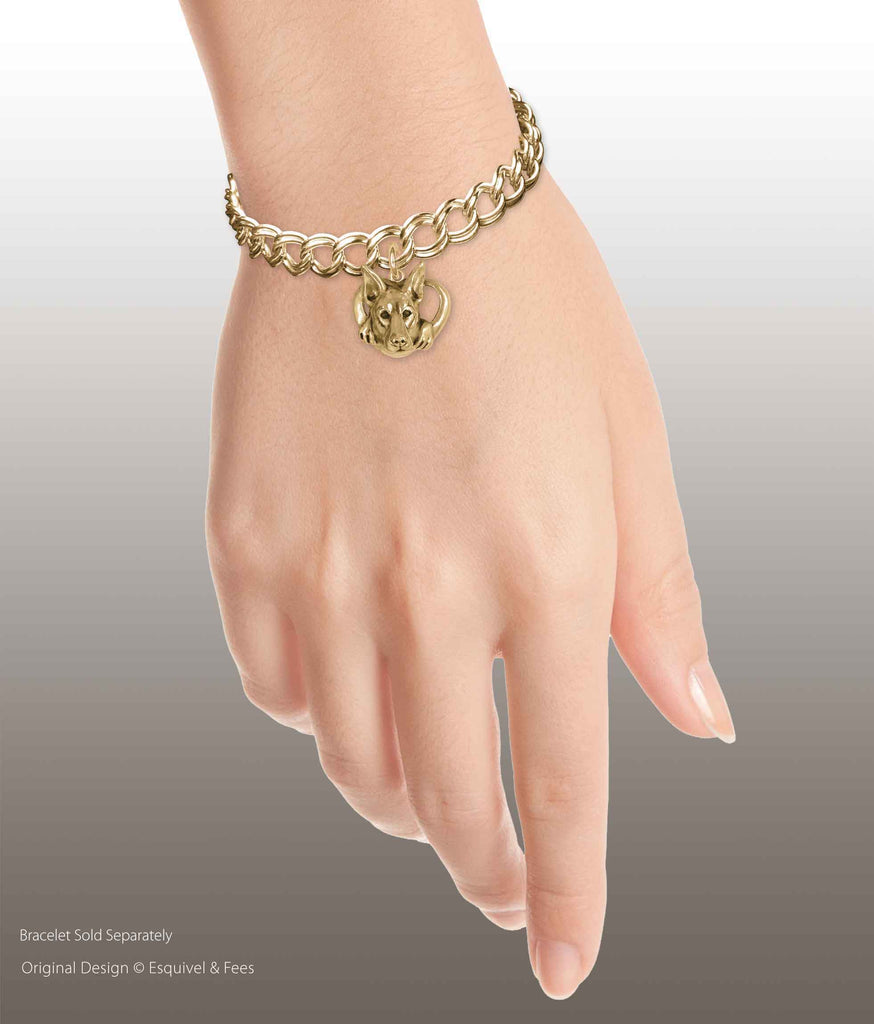 Doberman Pinscher Jewelry 14k Yellow Gold Handmade Doberman Charm  BUT8-CG