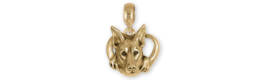 Doberman Pinscher Charms Doberman Pinscher Charm Slide 14k Yellow Gold Doberman Jewelry Doberman Pinscher jewelry