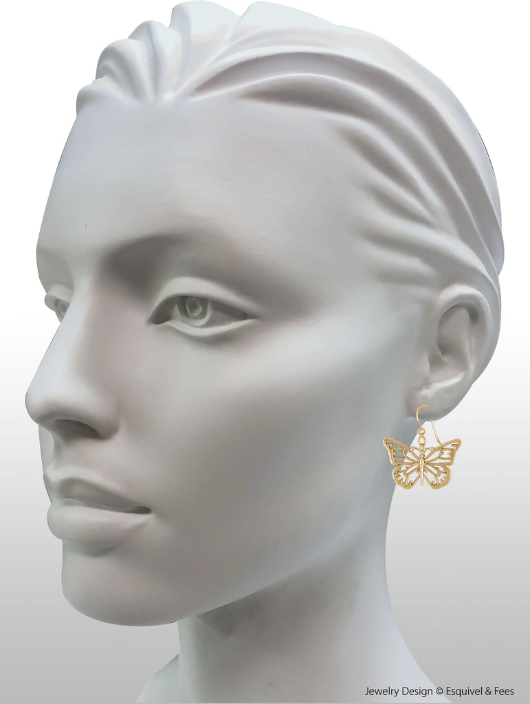 Butterfly Earrings Jewelry 14k Gold Handmade Butterfly Earrings BY2-EG