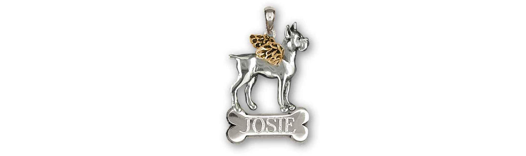 Boxer Charms Boxer Pendant Silver And 14k Gold Boxer Dog Jewelry Boxer jewelry