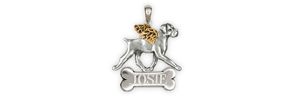 Boxer Charms Boxer Pendant Silver And 14k Gold Boxer Dog Jewelry Boxer jewelry