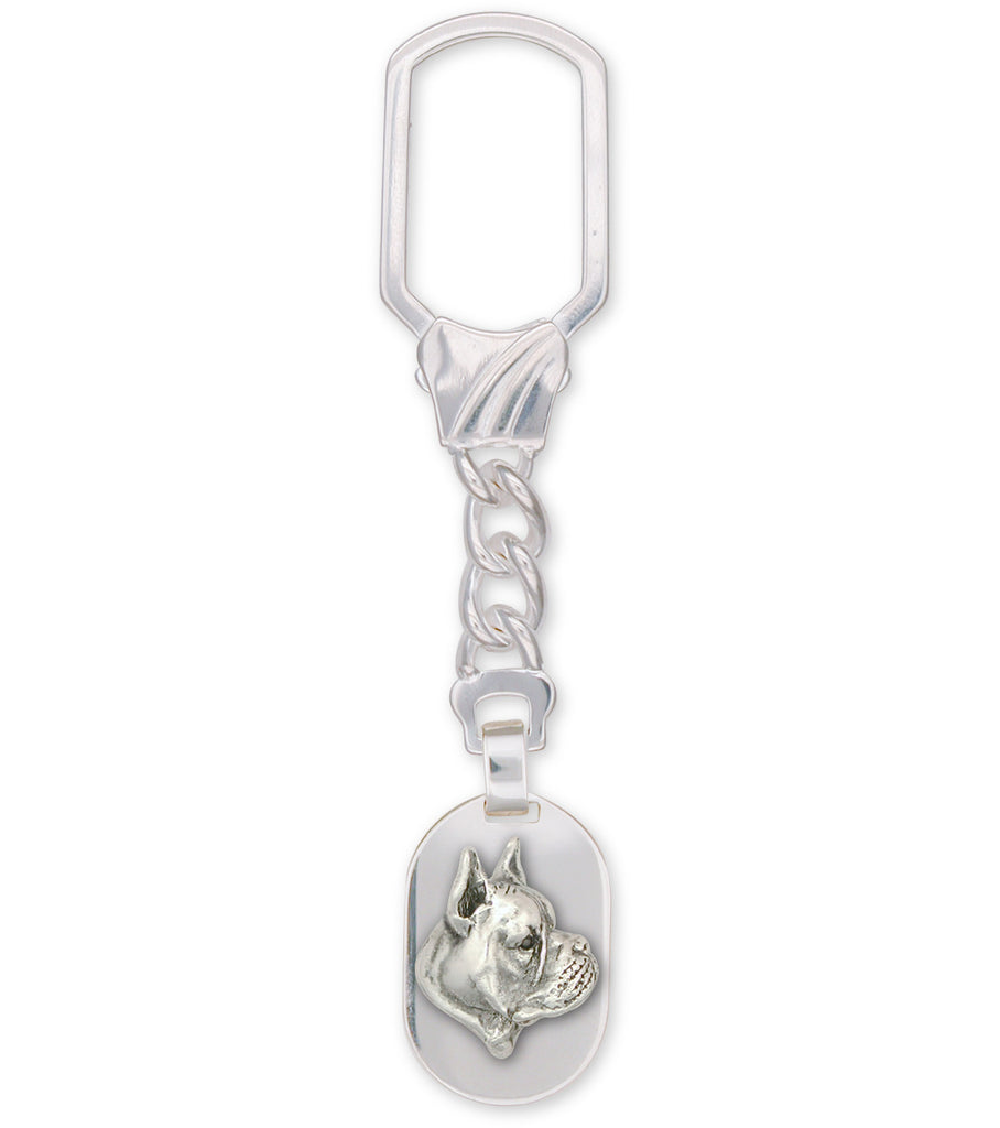 Boxer Charms Boxer Key Ring Sterling Silver Dog Jewelry Boxer jewelry