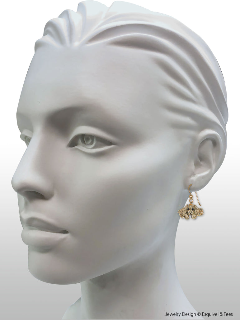 Cavalier King Charles Spaniel Jewelry 14k Yellow Gold Handmade Cavalier Earrings  CV31H-EG