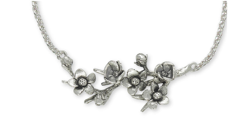 Cherry Blossom Necklace Jewelry Sterling Silver Handmade Flower Necklace  CBL1-NK