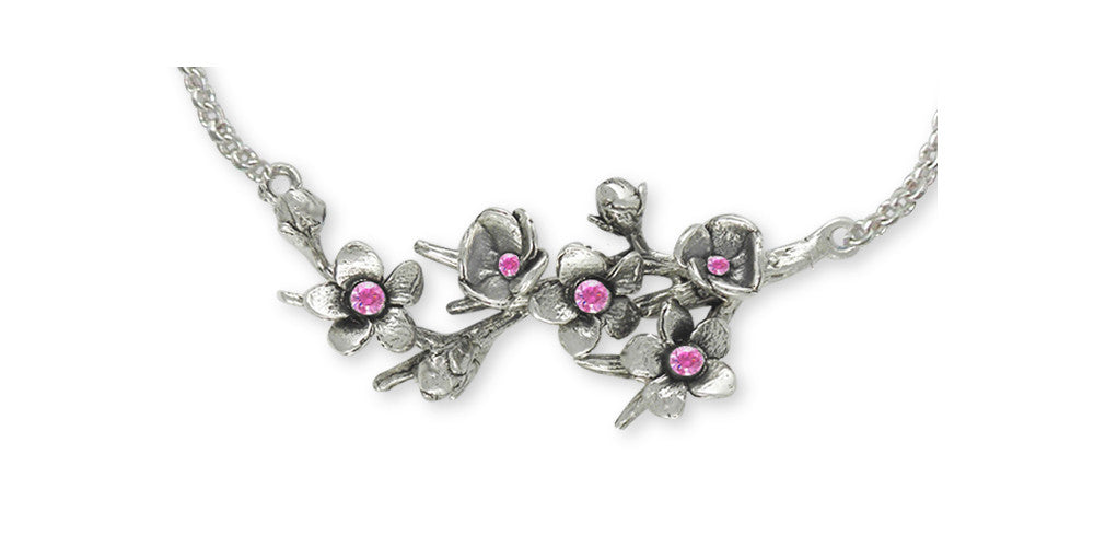 Cherry Blossom Necklace Jewelry Sterling Silver Handmade Flower Necklace  CBL1-SNK