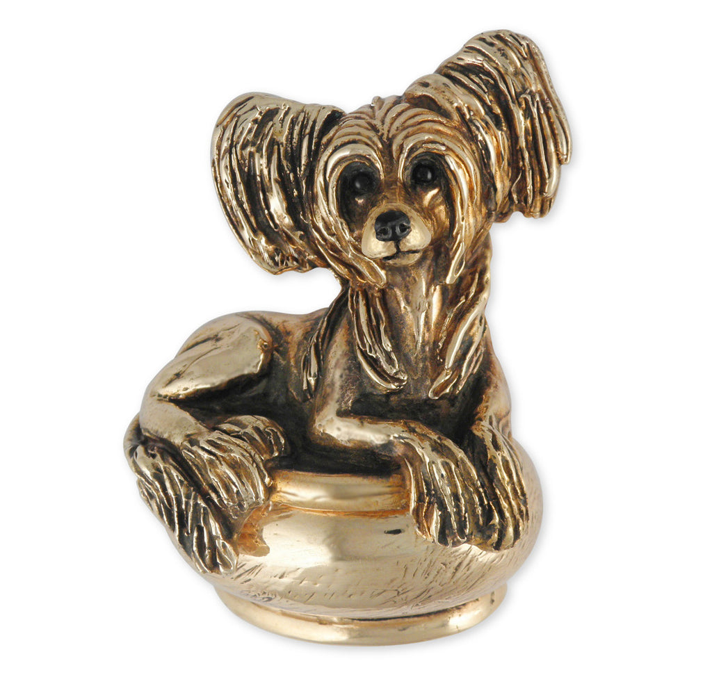 Chinese Crested Charms Chinese Crested Figurine Box Yellow Bronze Dog Jewelry Chinese Crested jewelry