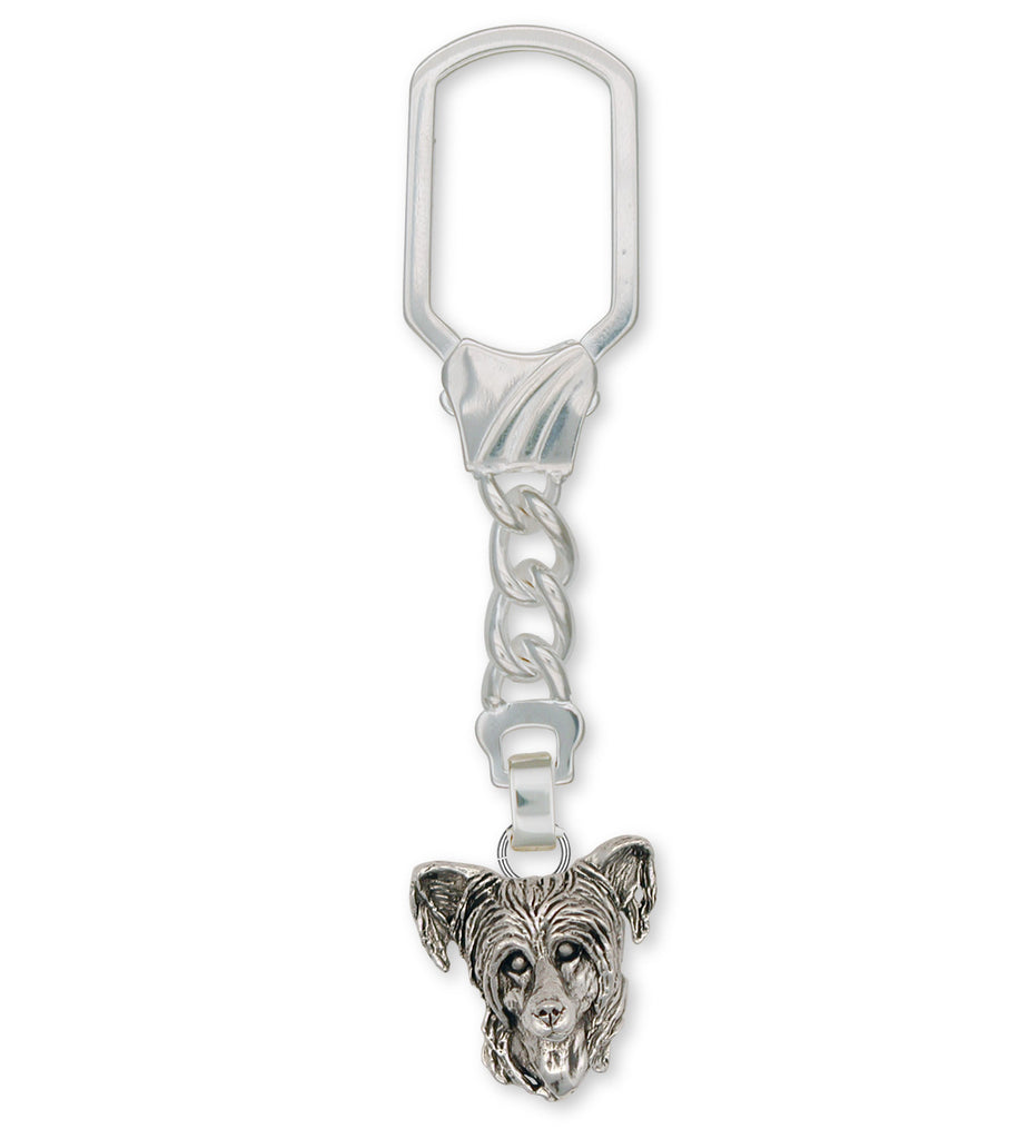 Chinese Crested Charms Chinese Crested Key Ring Sterling Silver Dog Jewelry Chinese Crested jewelry
