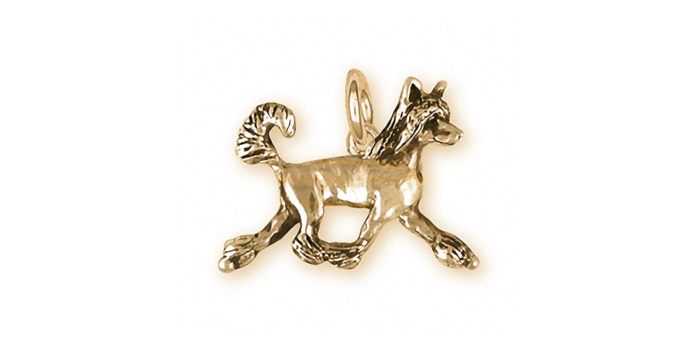 Chinese Crested Charms Chinese Crested Charm 14k Yellow Gold Chinese Crested Jewelry Chinese Crested jewelry