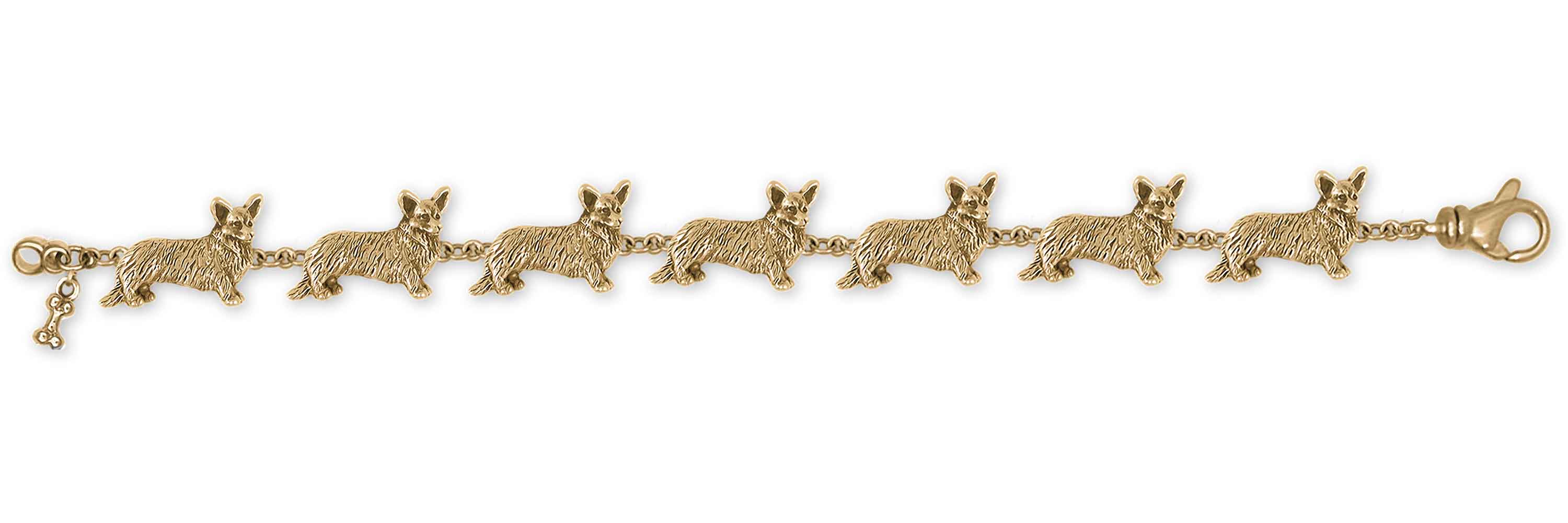 Corgi Jewelry 14k Yellow Gold Handmade Corgi Bracelet CG112X BRG