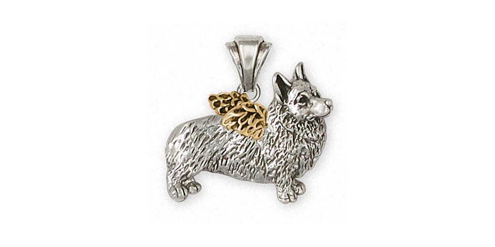 Corgi Charms Corgi Pendant Silver And 14k Gold Dog Jewelry Corgi jewelry