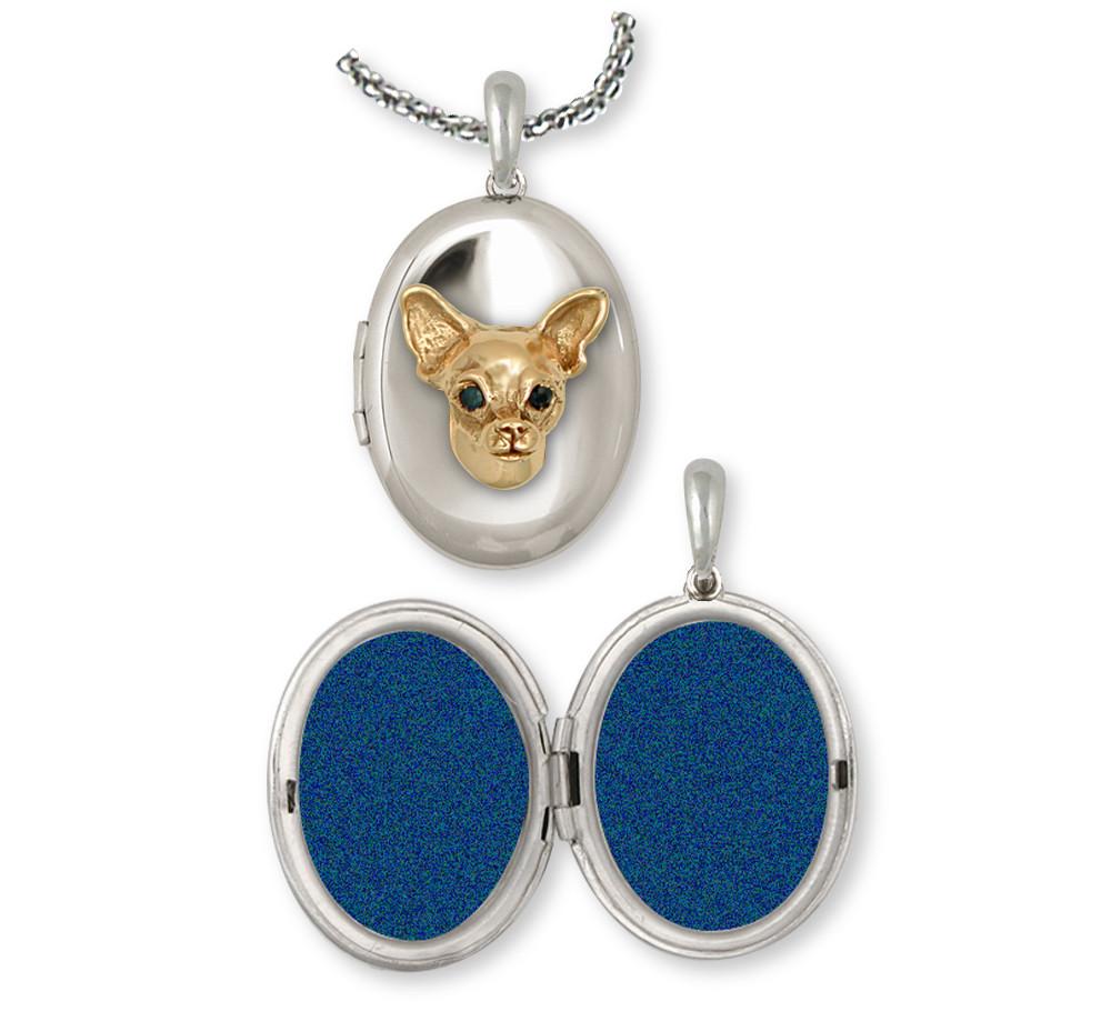 Chihuahua Charms Chihuahua Photo Locket Silver And Gold Dog Jewelry Chihuahua jewelry