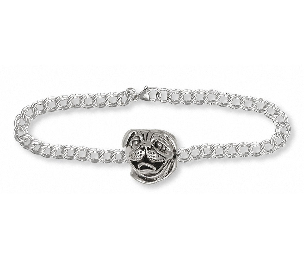 Pug Charms Pug Bracelet Sterling Silver Dog Jewelry Pug jewelry