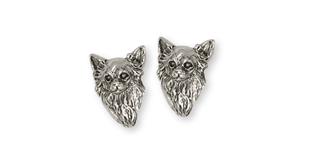 Long Hair Chihuahua Charms Long Hair Chihuahua Earrings Sterling Silver Dog Jewelry Long Hair Chihuahua jewelry