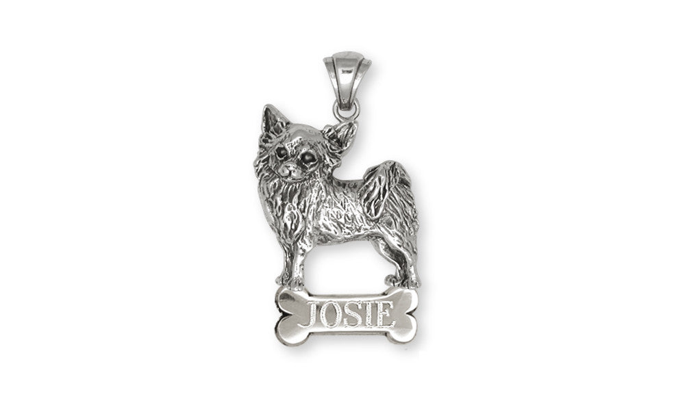 Long Hair Chihuahua Charms Long Hair Chihuahua Personalized Pendant Sterling Silver Dog Jewelry Long Hair Chihuahua jewelry