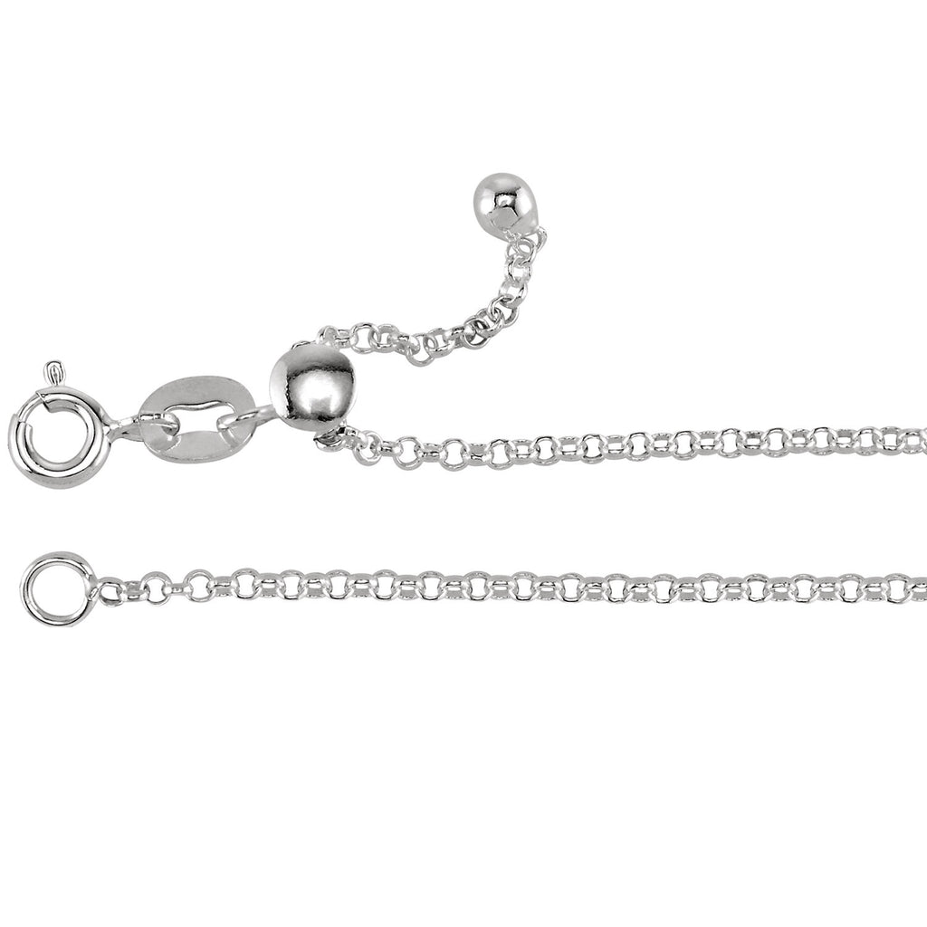 Adjustable Rolo Chain, 22 Inches Long .95 Mm  - Ch899 Charms Adjustable Rolo Chain, 22 Inches Long .95 Mm  - Ch899  Sterling Silver  Jewelry Adjustable Rolo Chain, 22 inches Long .95 mm  - CH899 jewelry