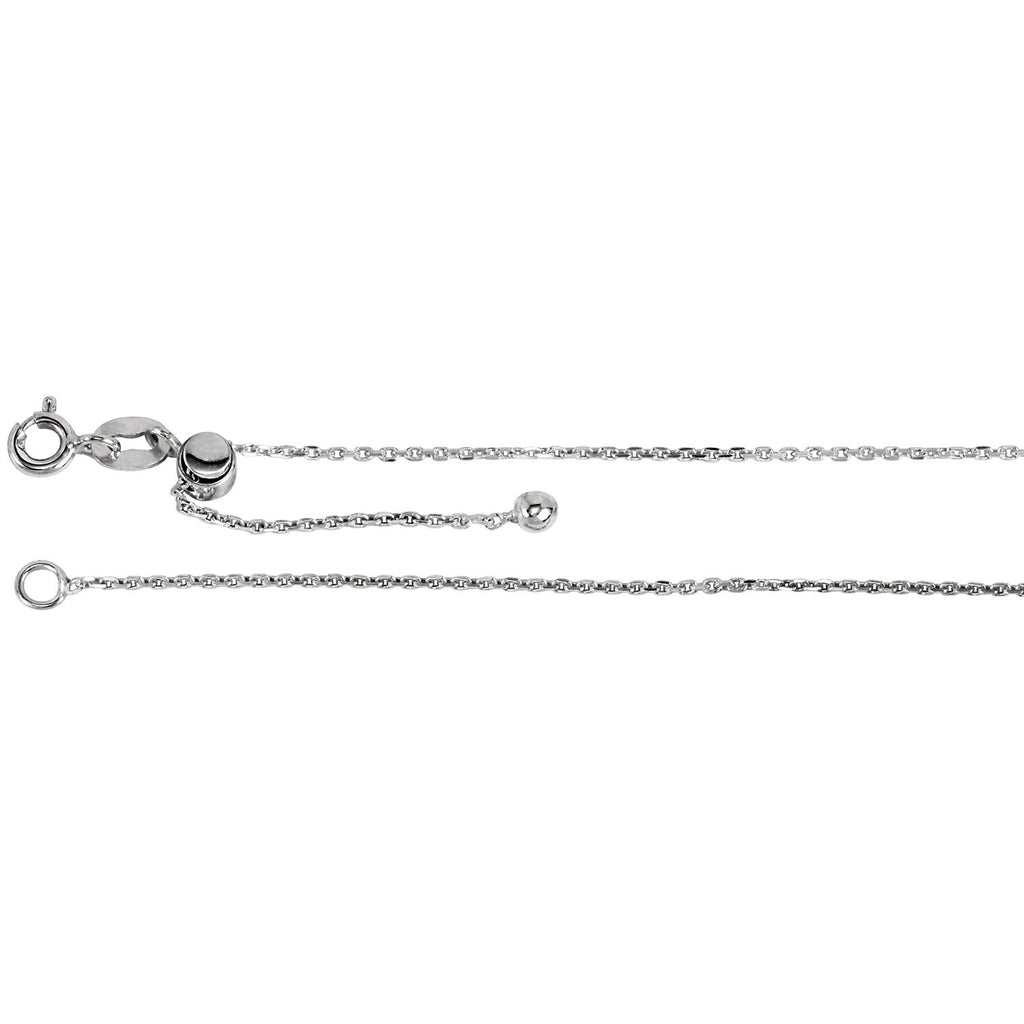 Adjustable Cable Chain, 22 Inches Long .95 Mm  - Ch901 Charms Adjustable Cable Chain, 22 Inches Long .95 Mm  - Ch901  Sterling Silver  Jewelry Adjustable Cable Chain, 22 inches Long .95 mm  - CH901 jewelry