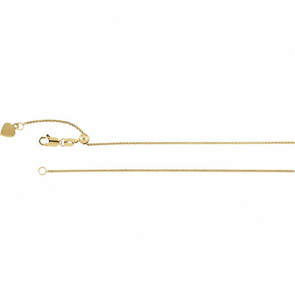 Adjustable Wheat Chain, 22 Inches Long .95 Mm  - Ch899g Charms Adjustable Wheat Chain, 22 Inches Long .95 Mm  - Ch899g  14k Yellow Gold  Jewelry Adjustable Wheat Chain, 22 inches Long .95 mm  - CH899G jewelry