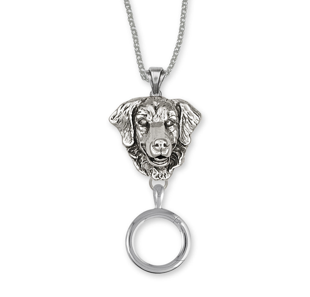 Golden Retriever Charms Golden Retriever Charm Holder Sterling Silver Dog Jewelry Golden Retriever jewelry