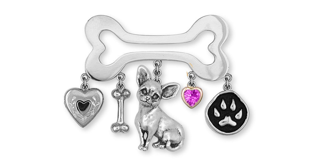 Chihuahua Dog Charms Chihuahua Dog Brooch Pin Handmade Sterling Silver Dog Jewelry Chihuahua Dog jewelry