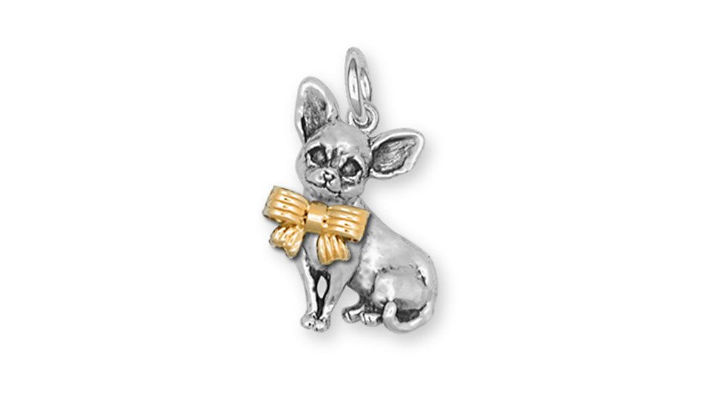 Chihuahua Charms Chihuahua Charm Sterling Silver And Gold Dog Jewelry Chihuahua jewelry