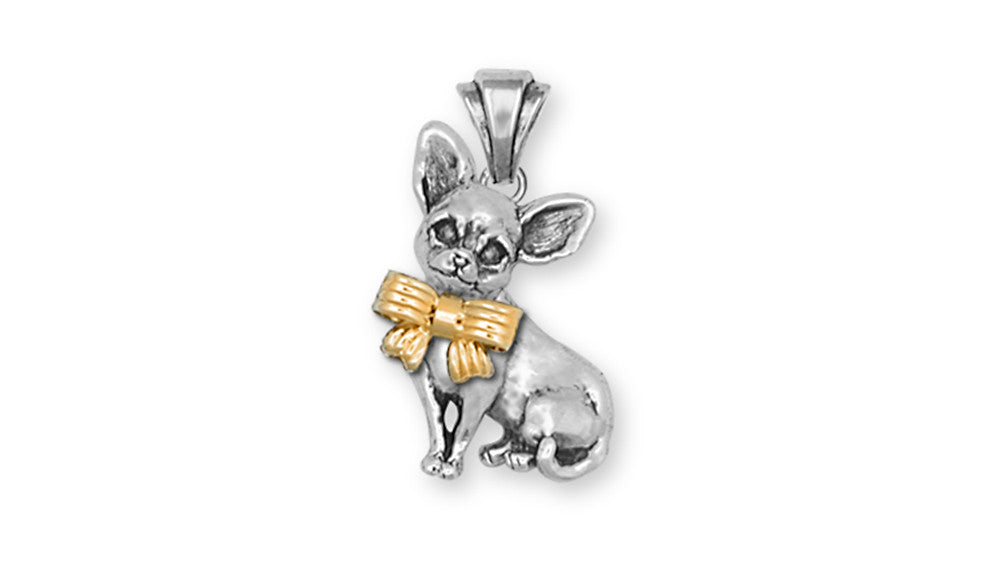 Chihuahua Charms Chihuahua Pendant Sterling Silver And Gold Dog Jewelry Chihuahua jewelry