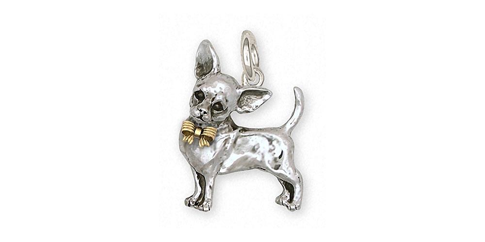 Chihuahua Charms Chihuahua Charm Silver And 14k Gold Dog Jewelry Chihuahua jewelry