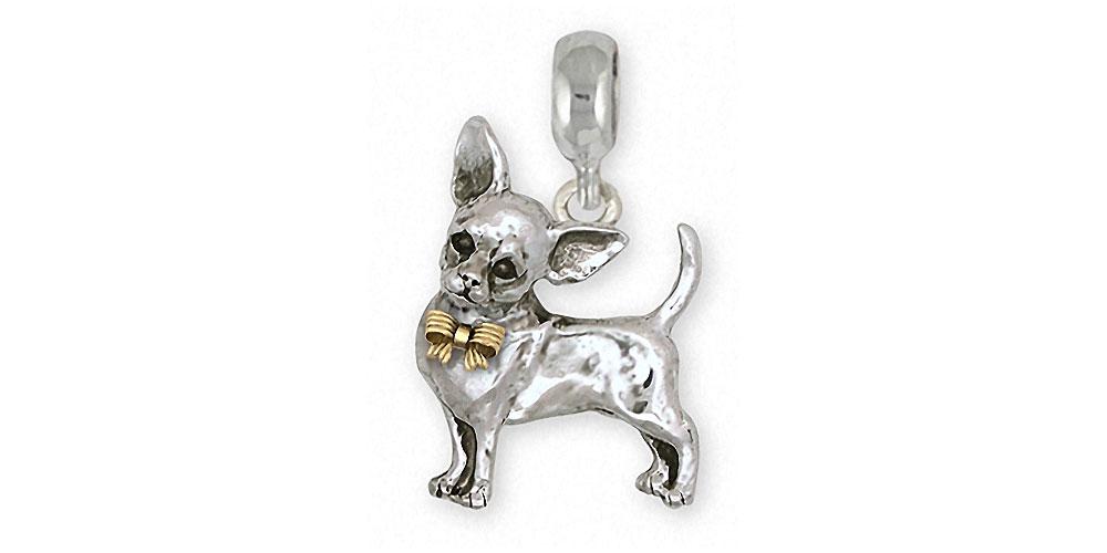 Chihuahua Charms Chihuahua Charm Slide Silver And 14k Gold Dog Jewelry Chihuahua jewelry
