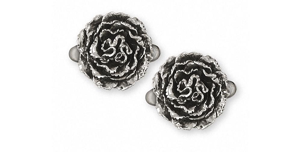 Carnation Charms Carnation Cufflinks Sterling Silver Flower Jewelry Carnation jewelry