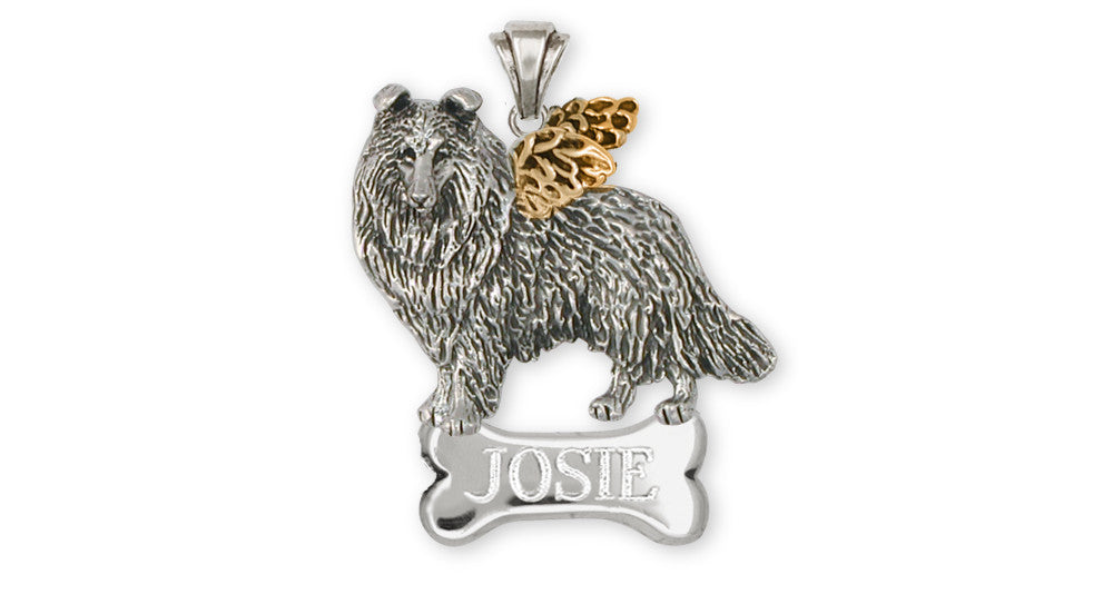 Collie Charms Collie Pendant Silver And Gold Dog Jewelry Collie jewelry