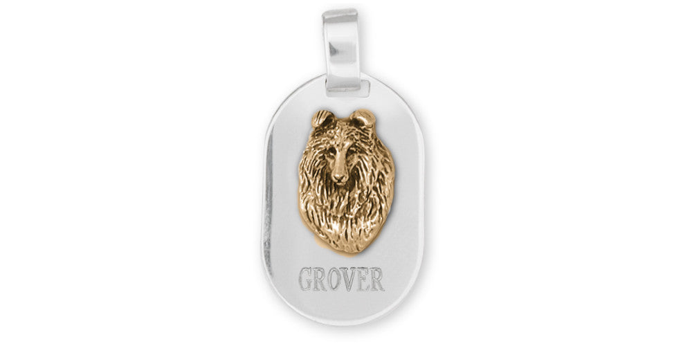 Collie Charms Collie Pendant Silver And Gold Dog Jewelry Collie jewelry
