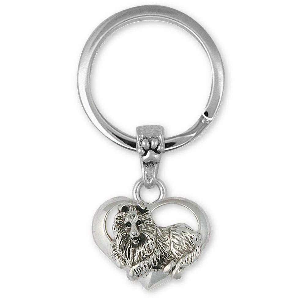 Sheltie Charms Sheltie Key Ring Sterling Silver Dog Jewelry Sheltie jewelry