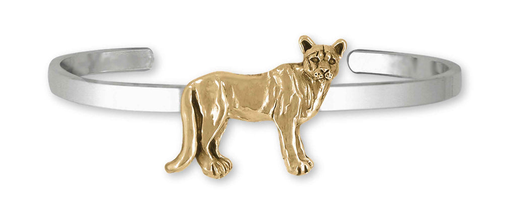 Cougar Charms Cougar Bracelet Sterling Silver And Yellow Bronze Mountain Lion Jewelry Cougar jewelry