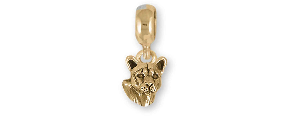 Cougar Charms Cougar Charm Slide 14k Yellow Gold Mountain Lion Jewelry Cougar jewelry