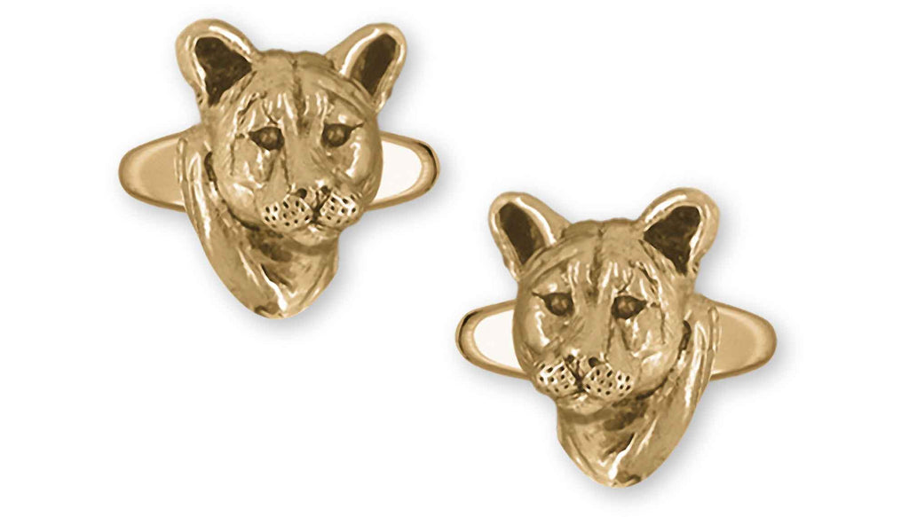 Cougar Charms Cougar Cufflinks 14k Gold Vermeil Mountain Lion Jewelry Cougar jewelry