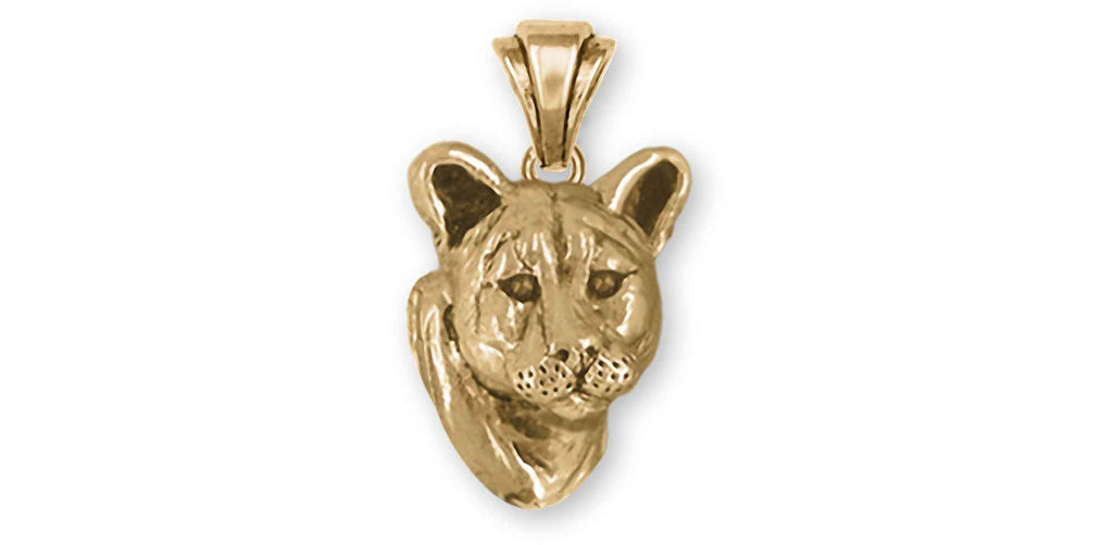 Cougar Charms Cougar Pendant 14k Yellow Gold Mountain Lion Jewelry Cougar jewelry