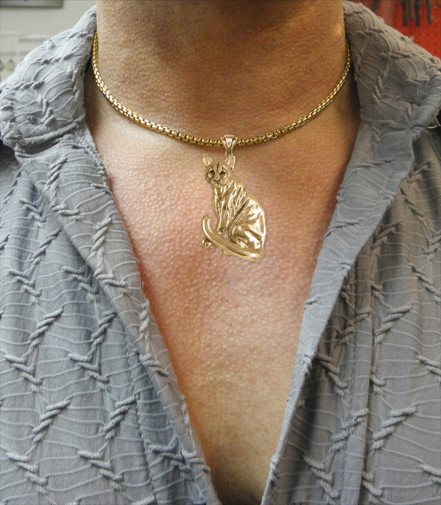 Cougar Jewelry 14k Gold Vermeil Handmade Mountain Lion Pendant  COU3-PVM