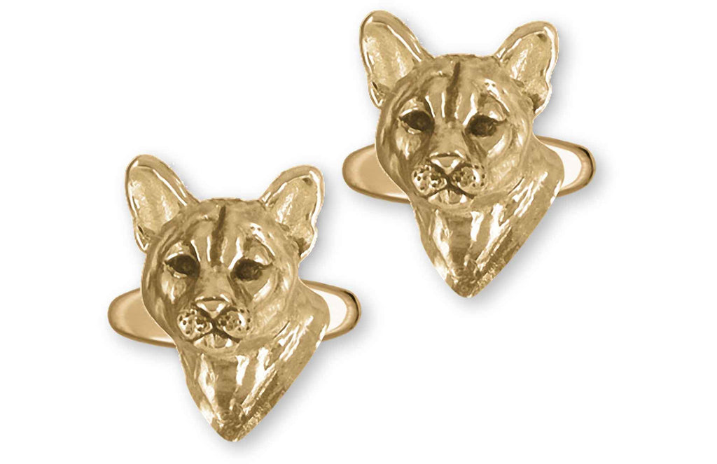 Cougar Charms Cougar Cufflinks 14k Yellow Gold Mountain Lion Jewelry Cougar jewelry