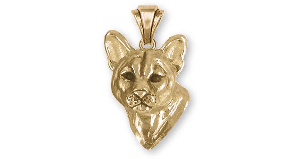 Cougar Charms Cougar Pendant 14k Yellow Gold Mountain Lion Jewelry Cougar jewelry