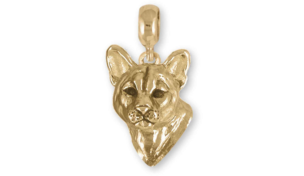Cougar Charms Cougar Charm Slide 14k Yellow Gold Mountain Lion Jewelry Cougar jewelry