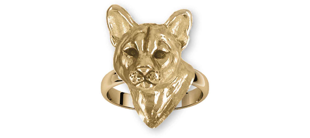 Cougar Charms Cougar Ring 14k Yellow Gold Mountain Lion Jewelry Cougar jewelry