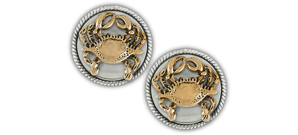 Crab Charms Crab Cufflinks Silver And 14k Gold Crab Jewelry Crab jewelry