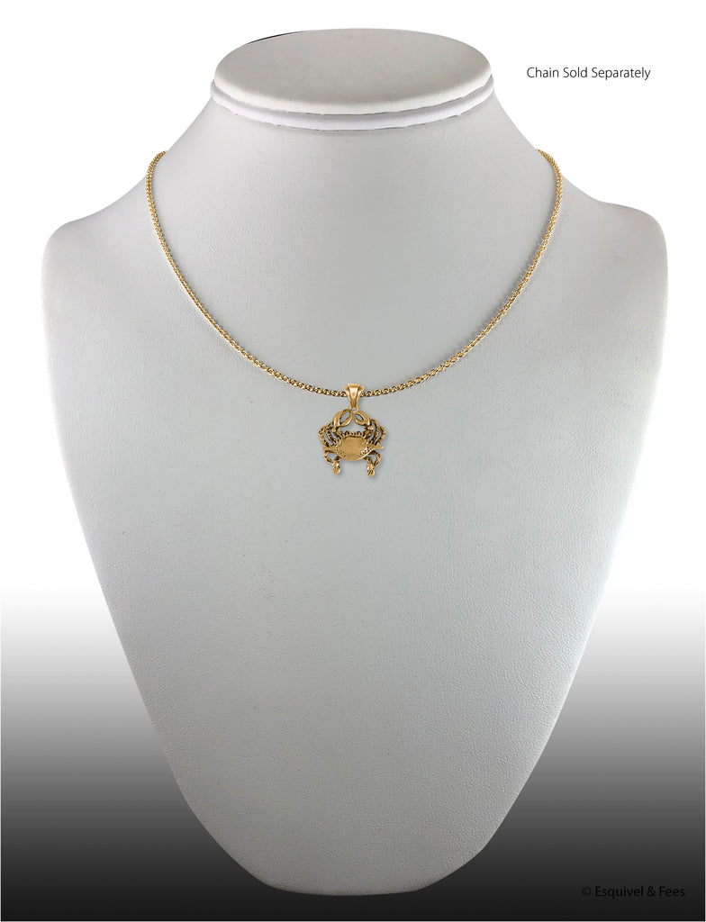 Crab Jewelry 14k Gold Handmade Crab Pendant  CRB1-PG