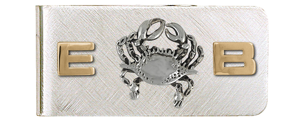 Crab Charms Crab Money Clip Silver And 14k Gold Crab Jewelry Crab jewelry