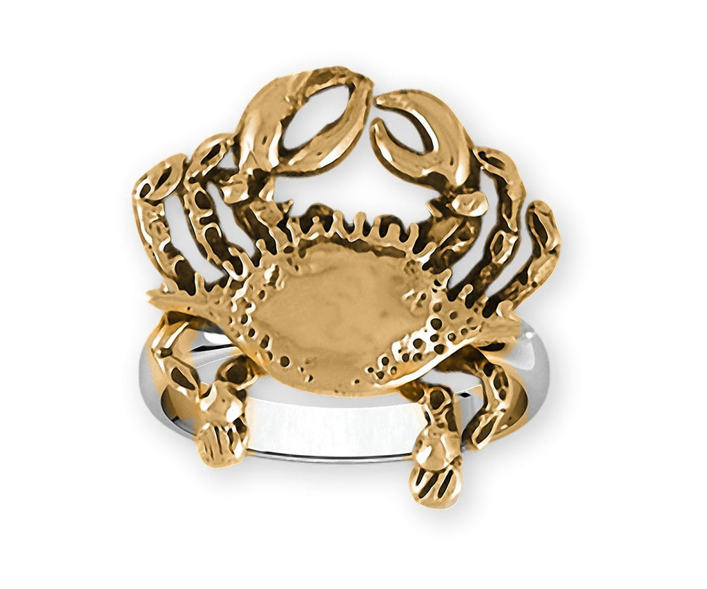 Crab Charms Crab Ring Silver And 14k Gold Crab Jewelry Crab jewelry