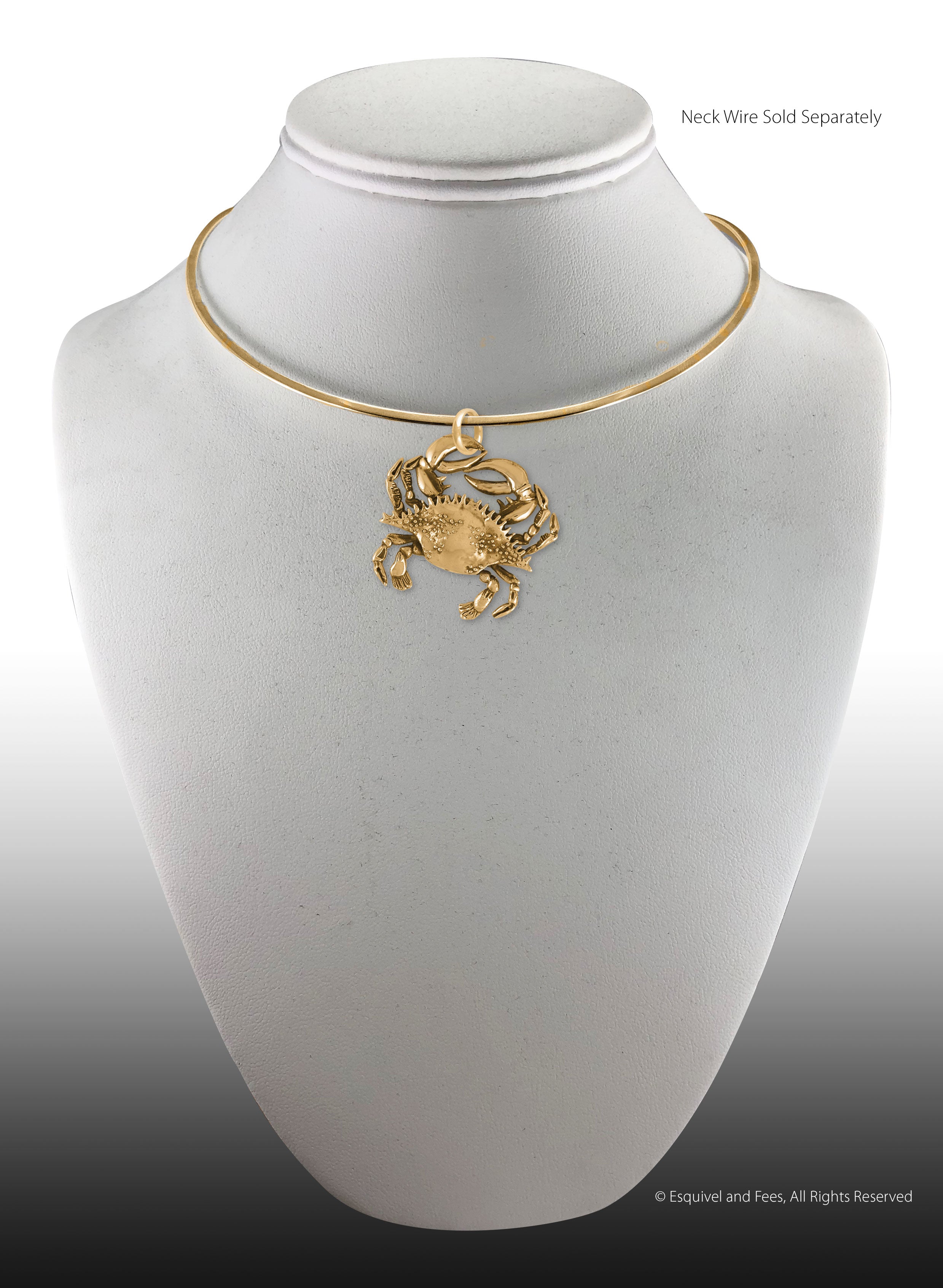 Gumbo Chain Crab Crab Pendant 14k Gold | Esquivel and Fees | Handmade Charm and ...