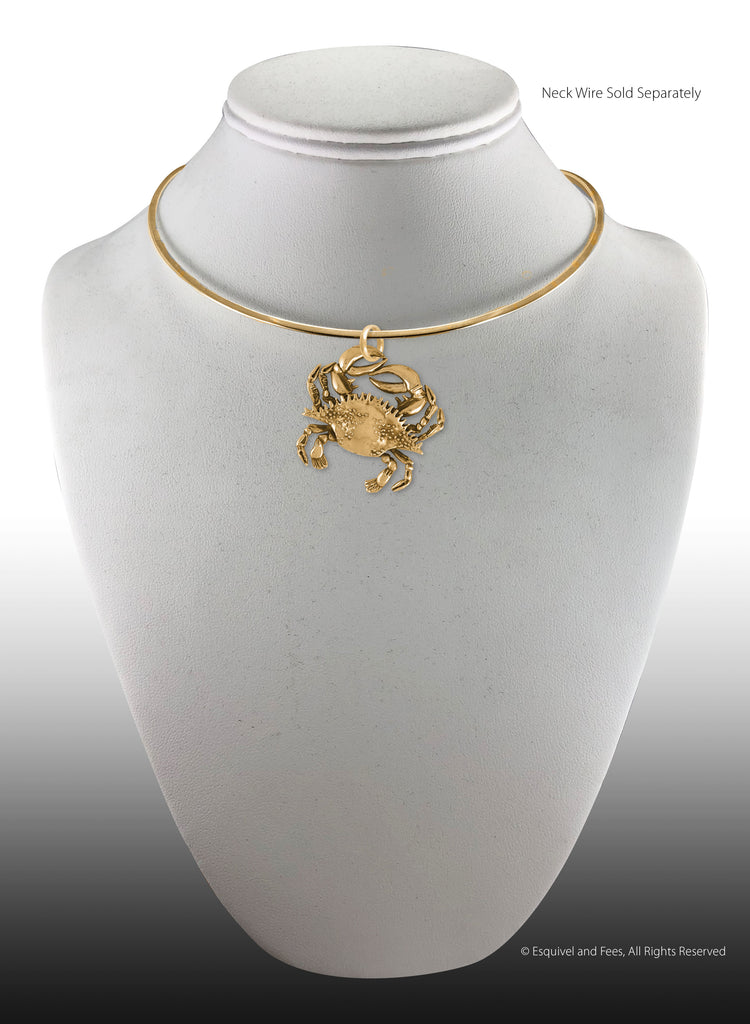 Crab Jewelry 14k Gold Handmade Crab Pendant  CRB2-PG