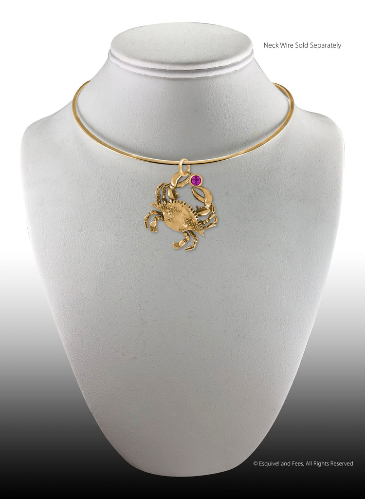 Crab Jewelry 14k Gold Handmade Crab Birthstone Pendant  CRB2-SPG