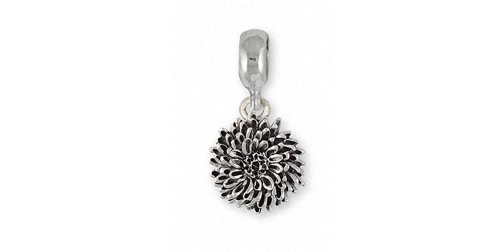 Chrysanthemum Charms Chrysanthemum Charm Slide Sterling Silver Flower Jewelry Chrysanthemum jewelry