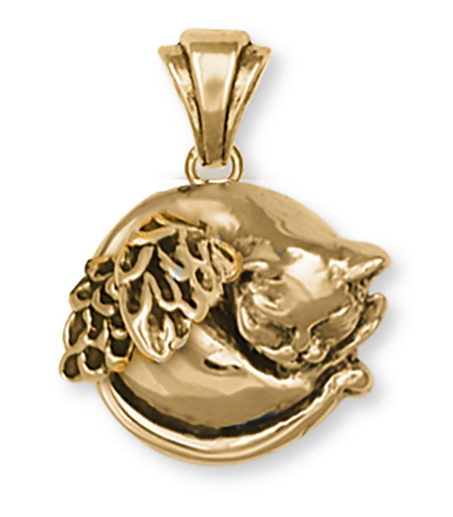 Cat Angel Pendant 14k Yellow Gold Vermeil Cat Jewelry CT52-APVM